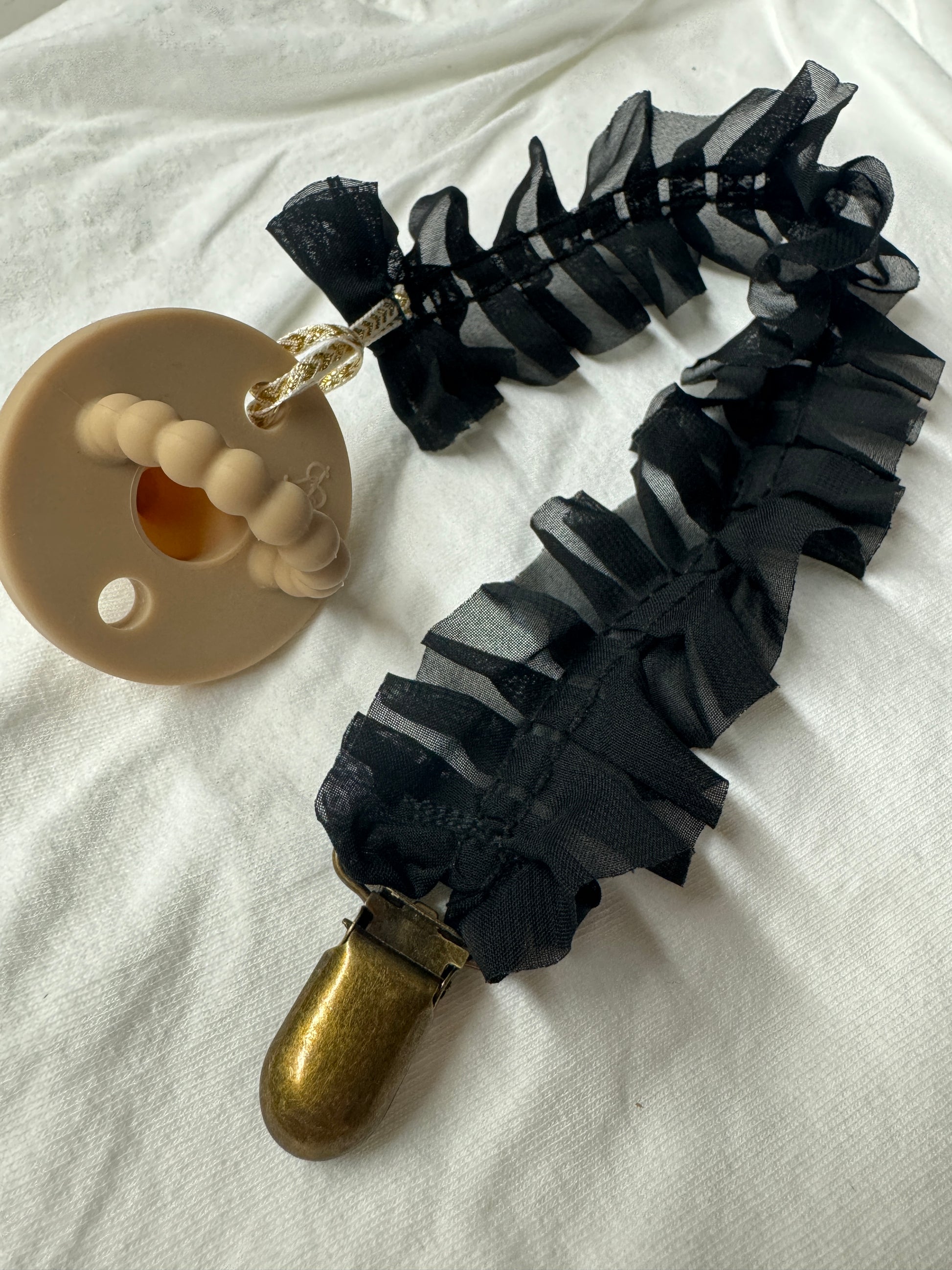 Ruffled Infant pacifier/toy clips